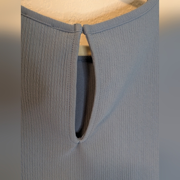 Express Blue Puff Sleeve Ribbed Textured Blouse - Picture 3 of 6
